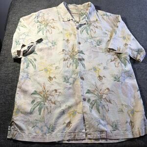 Tommy Bahama Mens Silk Shirt Short Sleeve Button Down Size Large